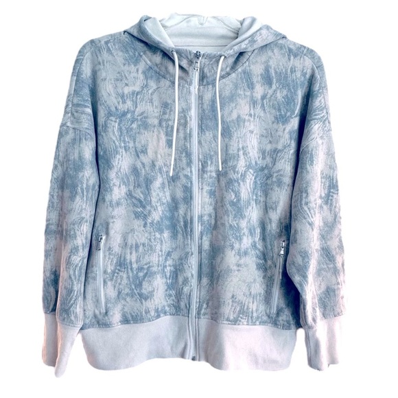 Old Navy Tops - NWOT Old Navy Size XXL Dynamic Fleece Full Zip Hoodie Blue-Gray Brush Strokes